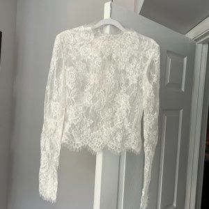 Lace Bolero / Bridal Wedding Dress Lace Topper with Long Sleeves and High Collar
